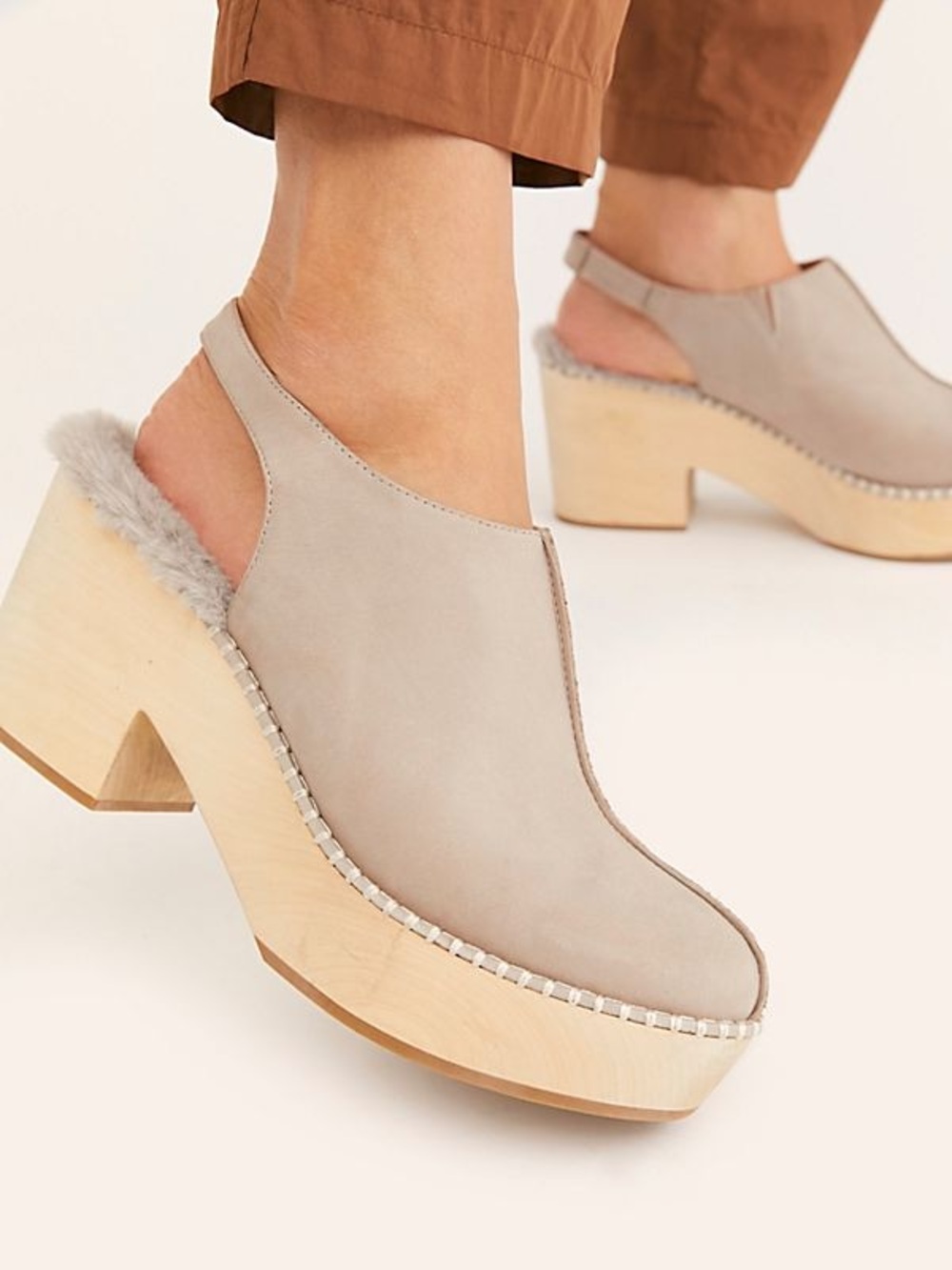Free People | NEW Delphine Shearling Clogs in Taupe Silent D 39